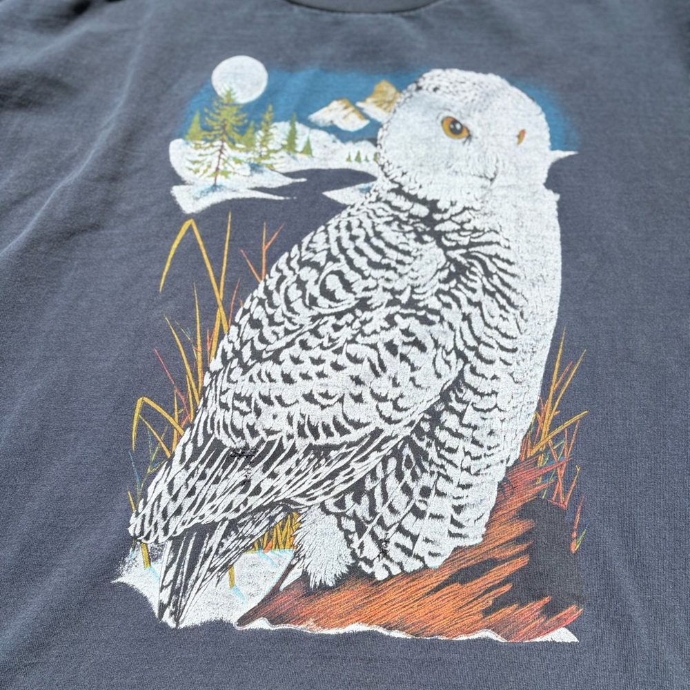 Vintage Snowy Owl Nature Graphic Tshirt - Picture 4 of 5